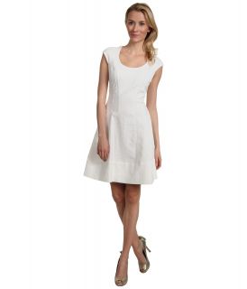 Vince Camuto Short Sleeve Fit Flare Dress Womens Dress (White)