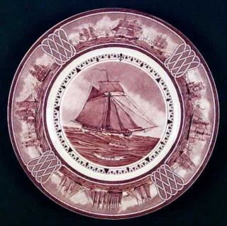 Wedgwood American Sailing Ship Brown Dinner Plate, Fine China Dinnerware   Brown