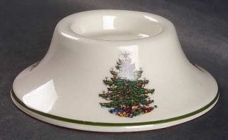 Cuthbertson Christmas Tree (Narrow Green Band,Cream) Pillar Candleholder, Fine C
