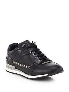 Versace Collection Studded Leather Sneakers   Black