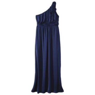 TEVOLIO Womens Satin One Shoulder Rosette Maxi Dress   Academy Blue   6