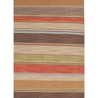 Flat weave Striped Poppy/multicolor Wool Rug (2 X 3)