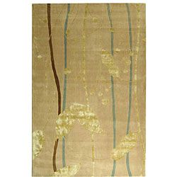 Handmade Rodeo Drive Parad Ivory/ Gold N.Z. Wool Rug (6 X 9) (IvoryPattern FloralMeasures 0.625 inch thickTip We recommend the use of a non skid pad to keep the rug in place on smooth surfaces.All rug sizes are approximate. Due to the difference of moni