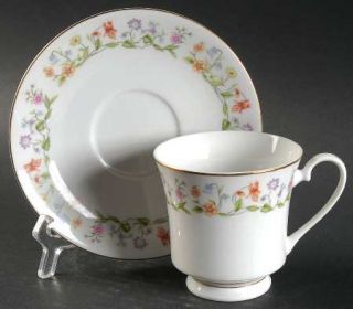 Ashley Eternal Love (Gold Trim) Footed Cup & Saucer Set, Fine China Dinnerware  