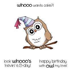 Art Impressions Hoot  Cling Rubber Stamp birthday Whoot Set