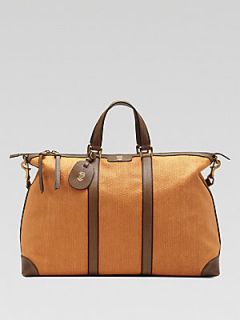 Gucci Raffia Top Handle Duffel Bag   Orange Brown