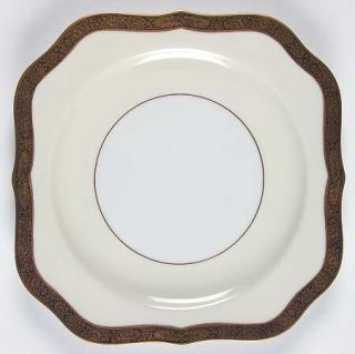 Noritake Goldkin (4985) Square Salad Plate, Fine China Dinnerware   Gold/Black F