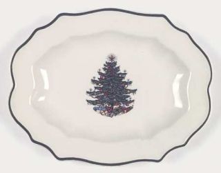 Cuthbertson Christmas Tree (Narrow Green Band,Cream) Mint Tray, Fine China Dinne