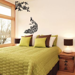 Fairy Peacock Vinyl Wall Decal (Glossy blackEasy to applyDimensions 25 inches wide x 35 inches long )