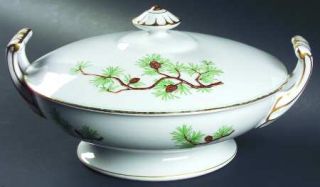 Craftsman (Japan) Pioneers Round Covered Vegetable, Fine China Dinnerware   Pine