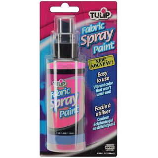 Tulip 4 oz Neon Pink Fabric Spray Paint (Neon pinkSize 4 ouncesQuantity 1Permanent spray on fabric paint Create unique designs on t shirts, totes, shoes and moreDoes not require heat setting Vibrant color that wont wash outWorks best on white and light 
