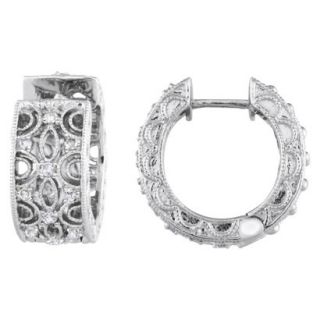 1/4 CT. T.W. Diamond Hoop Silver Earrings   Silver
