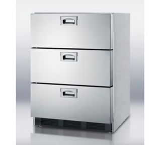 Summit Refrigeration 24 in Refrigerator w/ 3 Drawer, Fan Assisted Cooling & Auto Defrost, Stainless, ADA
