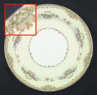 Noritake Bellodgia Dinner Plate, Fine China Dinnerware   Green Band,Tan Scrolls,