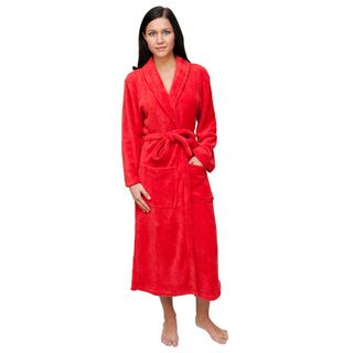 Plush Signature Womens Red Marshmallow Bath Robe