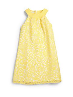 Charabia Girls Lace Trapeze Dress   Yellow