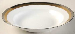 Fitz & Floyd Platine DOr (Round) Large Rim Soup Bowl, Fine China Dinnerware   R