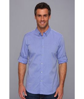 Calvin Klein L/S Yarn Dyed Micro Dobby Voile Button Down Shirt Mens Long Sleeve Button Up (Blue)