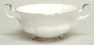 Royal Albert Chantilly Platinum Footed Cream Soup Bowl, Fine China Dinnerware  