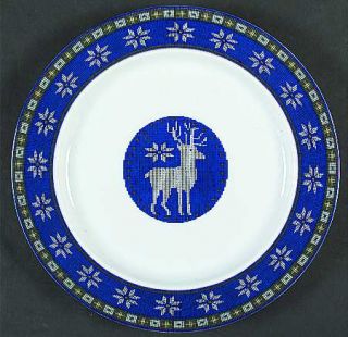 Dansk Snowfall Salad Plate, Fine China Dinnerware   Snowflakes,Blue Band,Reindee
