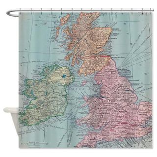  Vintage England Map Shower Curtain  Use code FREECART at Checkout