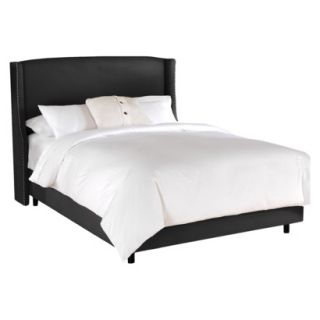 Skyline cal King Bed Embarcadero Nail Button Wingback Bed   Linen Black