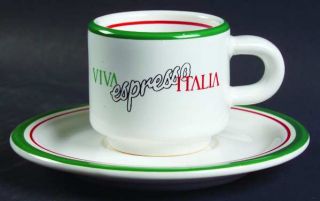 Waechtersbach Viva Italia Espresso Cup & Saucer Set, Fine China Dinnerware   Gre