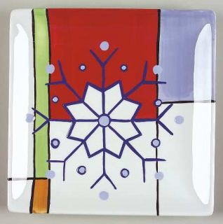 Pfaltzgraff Mondrian Christmas Square Salad Plate, Fine China Dinnerware   Abstr