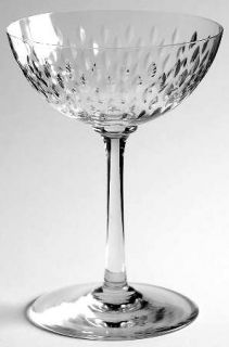 Baccarat Paris (Cut) Champagne/Tall Sherbet   Vertical Cuts On Bowl, Smooth Stem