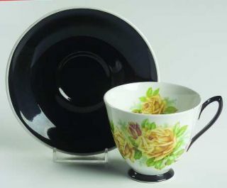 Royal Albert Tea Rose Footed Cup & Saucer Set, Fine China Dinnerware   Yellow Ro