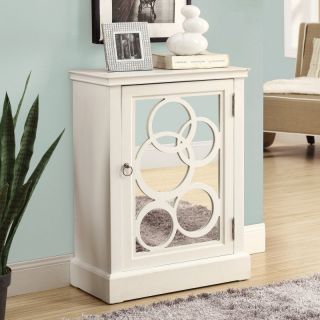 Monarch I 3831 Contemporary Bombay Chest with Mirror Door   White   I 3831