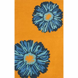 Nuloom Handmade Contemporary Floral Orange Rug (76x96)