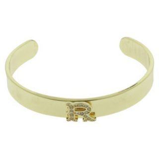 Womens R Initial Cuff Bracelet   Gold/Clear