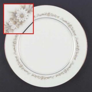 Noritake Woodlane Dinner Plate, Fine China Dinnerware   Green And White Flowers