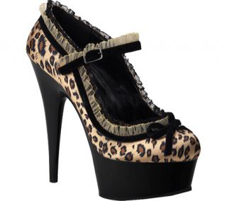 Womens Pleaser Delight 683   Leopard Print/Black Satin Quarter Strap Shoes