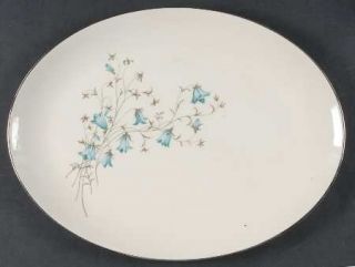 Flintridge Belnor 14 Oval Serving Platter, Fine China Dinnerware   Blue Flowers