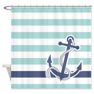  Nautical Anchor Stripe Light Blue Shower Curtain  Use code FREECART at Checkout