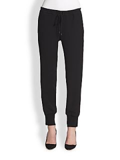 Vince Strapping Leather Stripe Sweatpants   Black