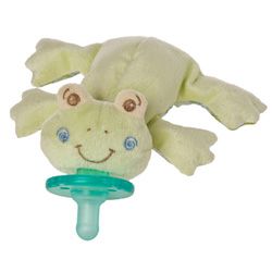 Wubbanub Hop Frog Pacifier (Light greenPlush frog with a Soothie pacifier attachedKeeps pacifier in babys mouthHelps sensory developmentEasy for baby to holdSuggested age Newborn to six monthsMaterials Silicone, fleece, polyester, plasticDimensions 6 i