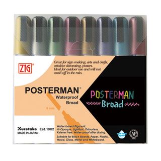 Zig Posterman Broad Metallic Marker Set (pack Of 8)