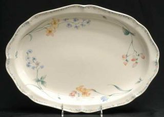 Noritake American Flowers 14 Oval Serving Platter, Fine China Dinnerware   Gala