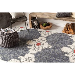 Hand tufted Allie Grey/ White Abstract Wool Rug (5 X 76)