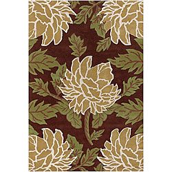 Hand tufted Mandara Brown Wool Rug (79 X 106) (BrownPattern FloralMeasures 0.75 inch thickTip We recommend the use of a non skid pad to keep the rug in place on smooth surfaces.All rug sizes are approximate. Due to the difference of monitor colors, some