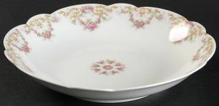 Limoges French Lim67 Coupe Soup Bowl, Fine China Dinnerware   Pink Floral Swags
