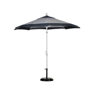 Two tone White/ Slate Blue 9 foot Patio Umbrella And Stand (White/slate blueMaterials Aluminum/polyester fabricPole materials AluminumWeatherproof Yes Closure type Crank systemShade UV protection Yes Umbrella stand included Yes Dimensions 96 inches