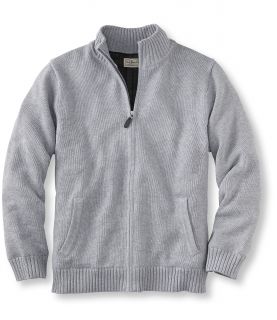 Double L Cotton Sweater, Lined Full Zip