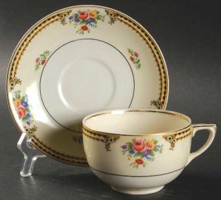 J & G Meakin Princeton Flat Cup & Saucer Set, Fine China Dinnerware   Floral, Bl