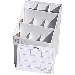 Slantfile 9 Upgright Rolled Storage (Gray lettering on white backgroundIdentification labels on interior and exterior with Document Locator CardReinforced bottom and hand holeLocking castersMaterials Corrugated cardboardCapacity Nine (9) compartments th