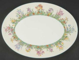 Wedgwood Prairie Flowers 13 Oval Serving Platter, Fine China Dinnerware   Raise