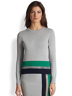 Band of Outsiders Contrast Stripe Sweater   Heather Grey